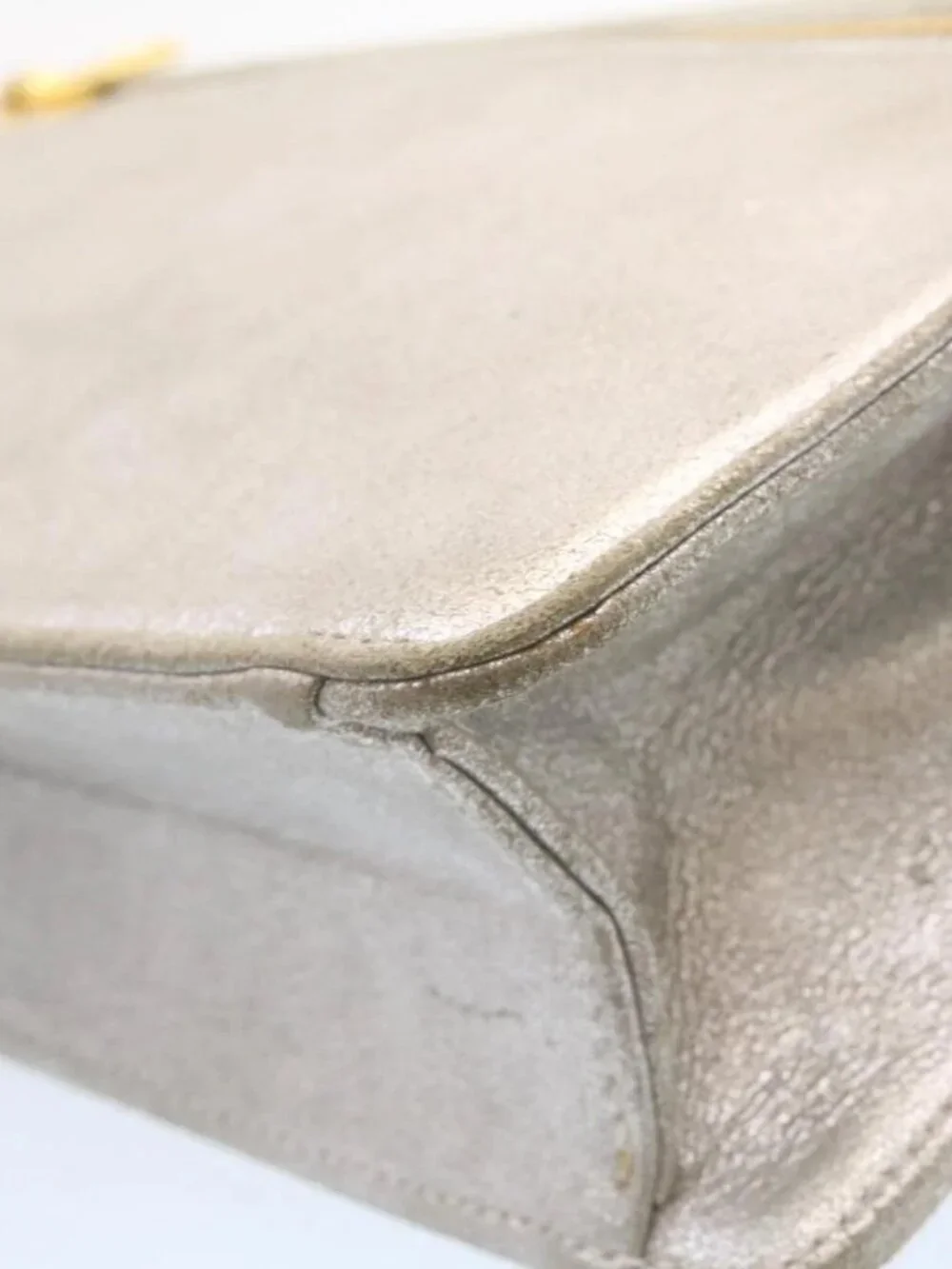 CHANEL Clutch Bag Leather Silver CC Auth 26857A